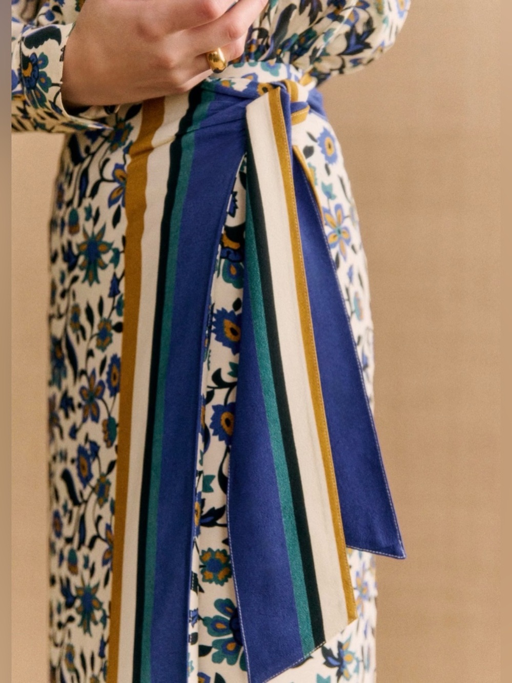Sézane x Momonì Manola Floral Stripe Midi Skirt - Picture 8 of 11
